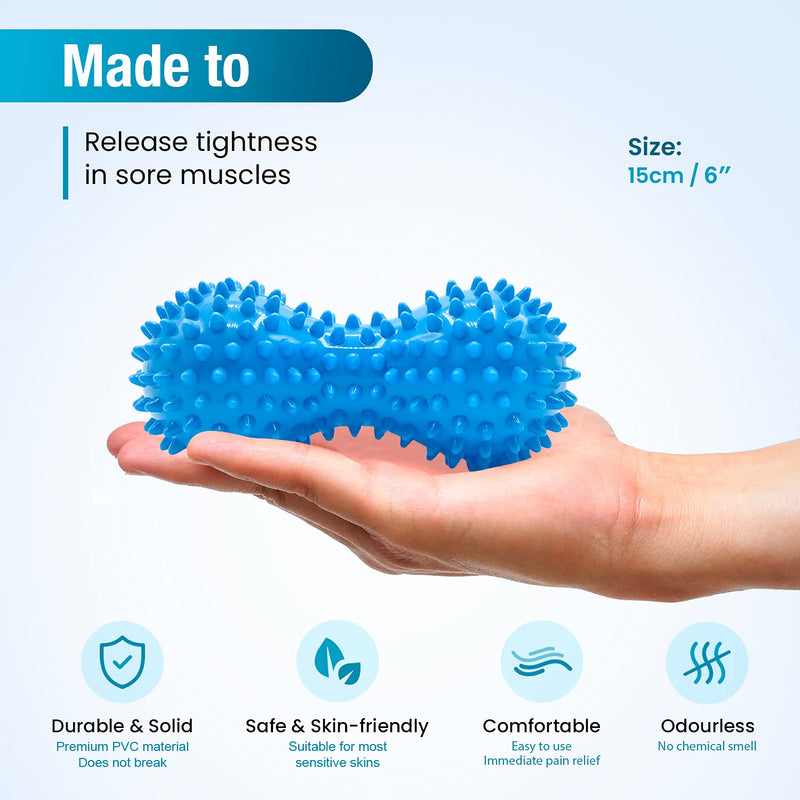 [Australia] - Beenax Hard Spiky Massage Ball Roller Set - Perfect for Plantar Fasciitis, Trigger Point, Deep Tissue, Myofascial Release - Designed to Relieve Stress and Relax Tight Muscles Blue 