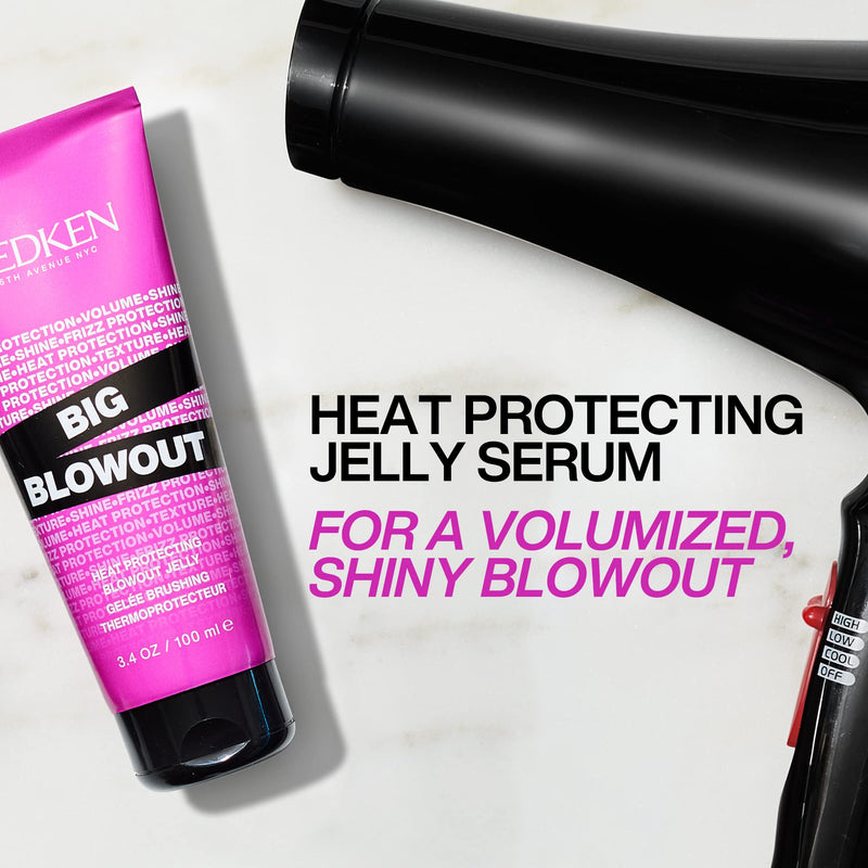 [Australia] - Redken Big Blowout Heat Protection Jelly Serum for All Hair Types | Volume for Fine Hair | Blowdry Gel, 3.38 fl. oz. 