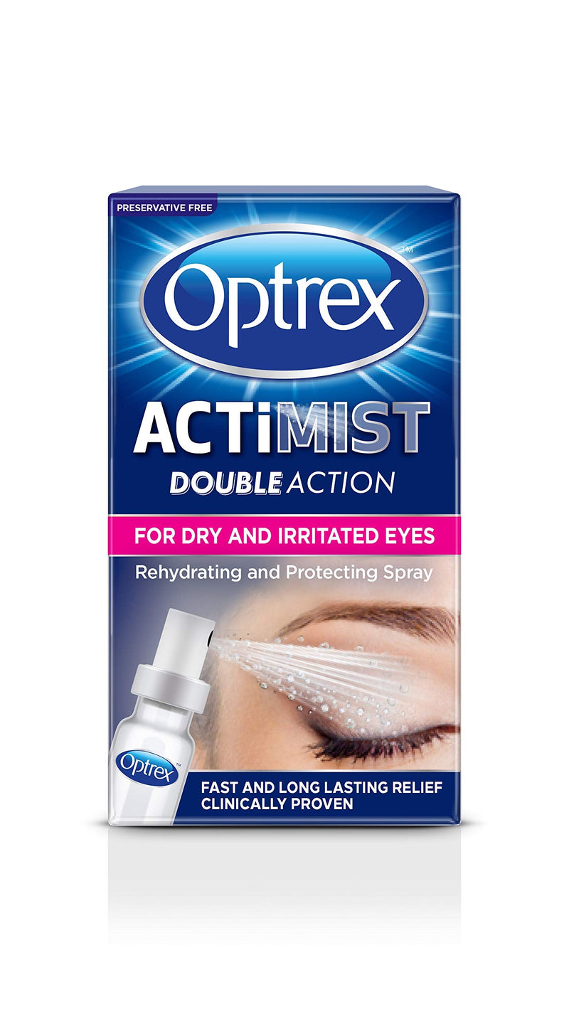 [Australia] - Optrex Drops for Dry & Tired Eyes Double Action, 10 ml & Double Action ActiMist Dry and Irritated Eyes Spray, 10 ml + Eye Spray 