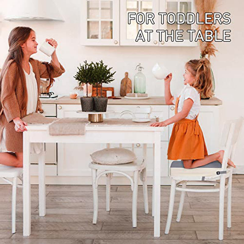 [Australia] - Booster Seat for Dining Table Dismountable Washable Highchair Booster Cushion Chair Heightening Seat Pad with 2 Straps Safety Buckle for Kids (Grey) Grey 