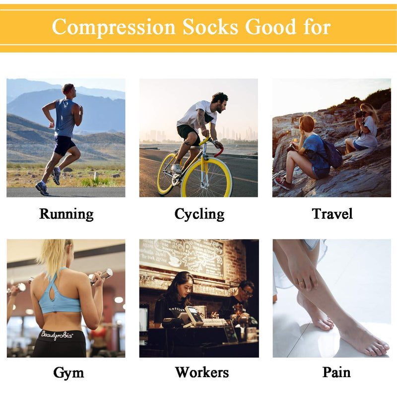 [Australia] - Faletony Compression Socks 20-30mmHg for Men & Women - Best Stockings for Running, Nurses, Athletic, Pregnancy, Flight Travel Grey L-XL 