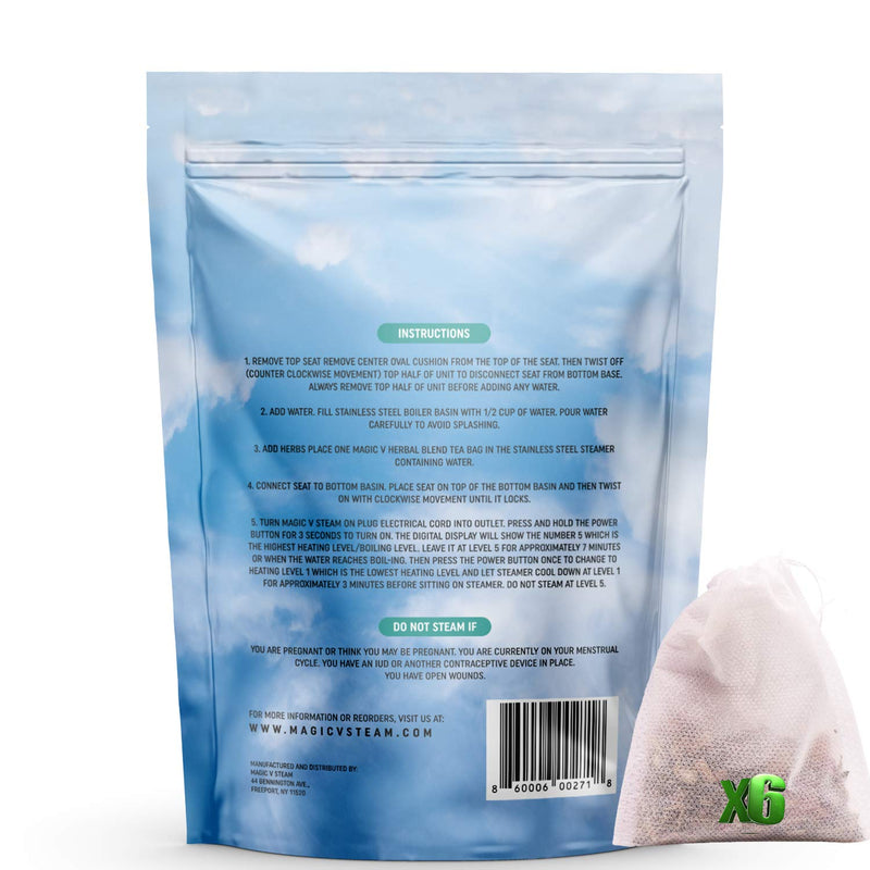 [Australia] - Magic V Steam Serenity Herbs Blend 2.5 Oz Yoni Steam Herbs Made In USA Natural Whole V Steam Herbs Comes with 6 Ready to Steam Herbal Bags Easier Clean Up Cooling Therapy 