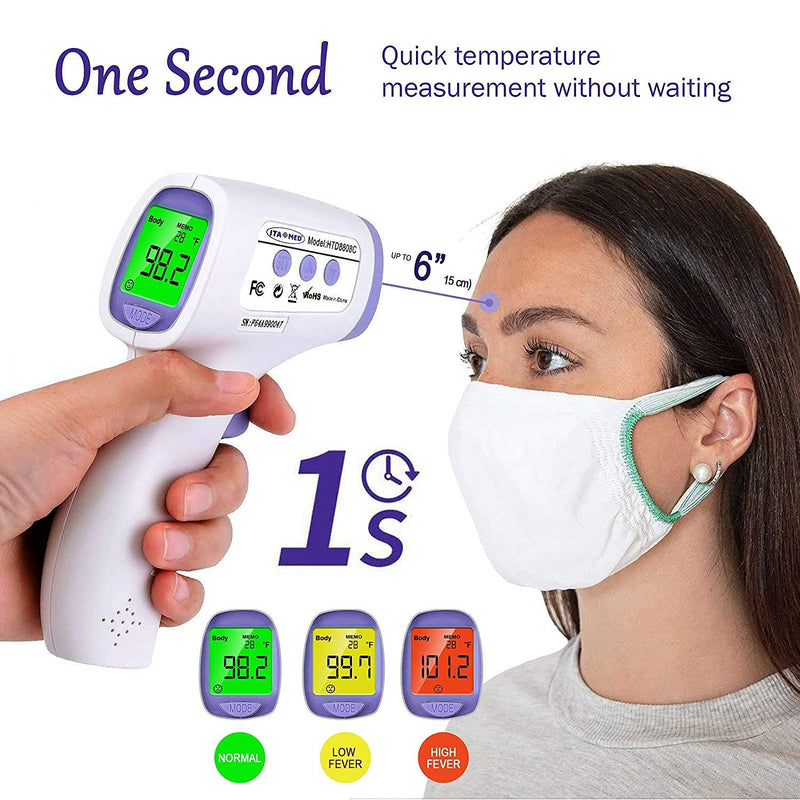 [Australia] - Digital Non-Contact Infrared Forehead Thermometer for Adults & Kids, Accurate Instant Reading, Dual Mode Body & Surface ˚C / ˚F, Intelligent Temperature/Fever Alert, Batteries Included 