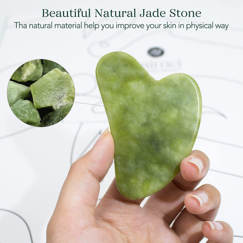 [Australia] - BAIMEI Gua Sha Facial Tool for Face and Body, Lymphatic Drainage Massage Tool for Deep Tissue of Tensions and Pains a-Mineral Green 