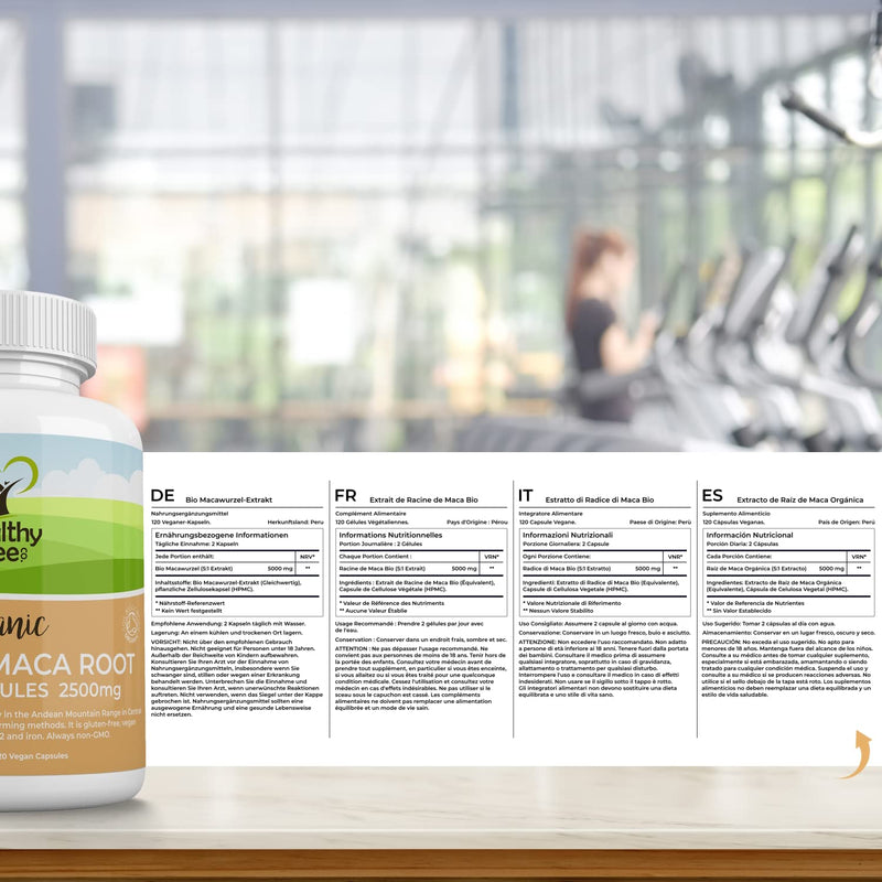 [Australia] - Organic Maca Capsules by TheHealthyTree Company - High Strength 2500mg Extract per Capsule for Men and Women - 120 Vegan Maca Root Powder Tablets 