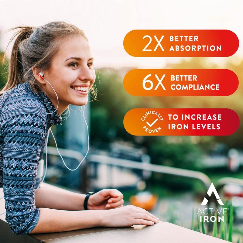 [Australia] - Active Iron Advance 25mg Iron Supplement | Non- Constipating | Clinically Proven to Increase Iron Levels | Fights Tiredness & Fatigue | 30 Daily Capsules 