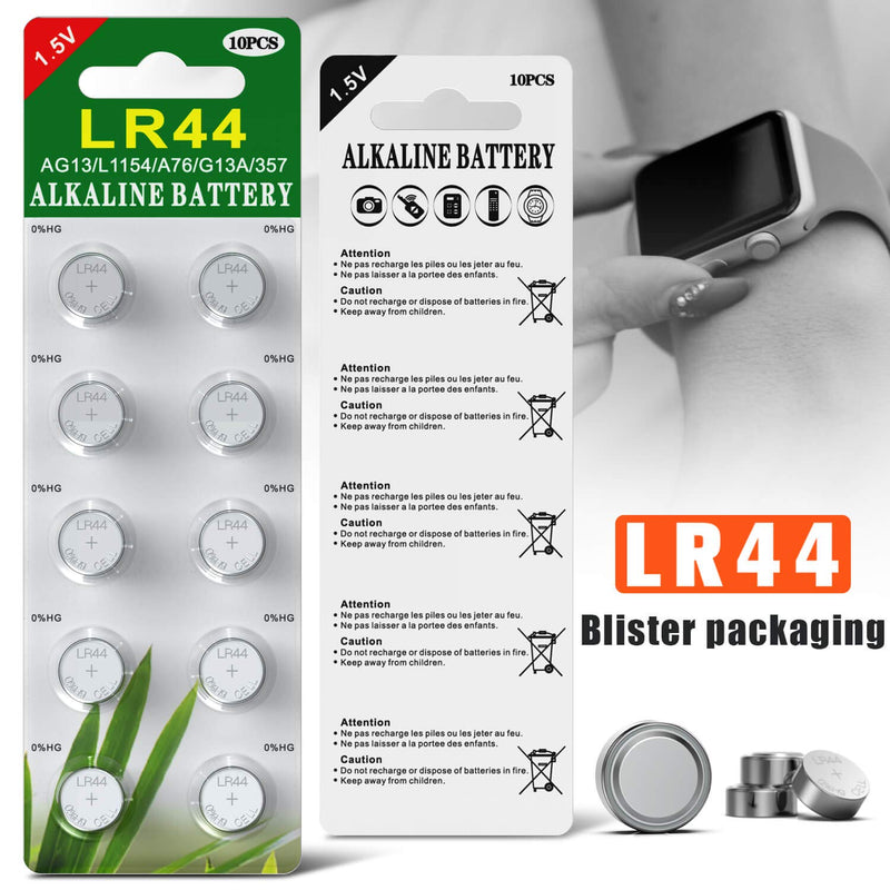 [Australia] - 20 Pack of LR44 AG13 303 357 SR44 - 1.5 Volt Premium Alkaline Button Cell Battery - Use for Watches Clocks Remotes Games Controllers Toys & Electronic Devices 10 Count (Pack of 2) 