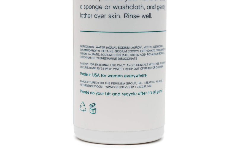 [Australia] - Ultra-gentle Body Wash by Gennev, Feminine Wash for Women, All-natural for Sensitive Skin, pH-balanced, Free of Fragrances, Phthalates, Parabens, (8 Ounces) BOLD NEW PACKAGING with PUMP! 8 Fl Oz (Pack of 1) 