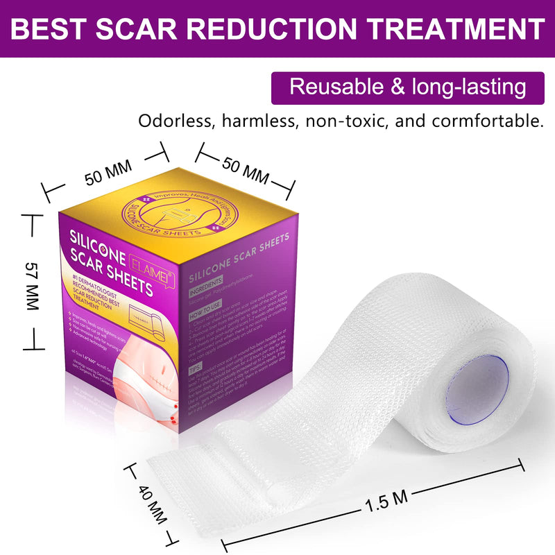 [Australia] - Silicone Scar Tape for Scar Treatment, Advanced Scar Removal Sheets, Soften and Flatten Old Scars and New Scars Which Resulting from Surgery, Acne, Injury, Burns, C-Section and More (4cm x 1.5m) 