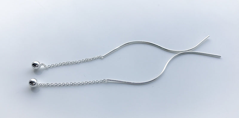 [Australia] - iszie jewellery sterling silver long pull through drop earrings. 