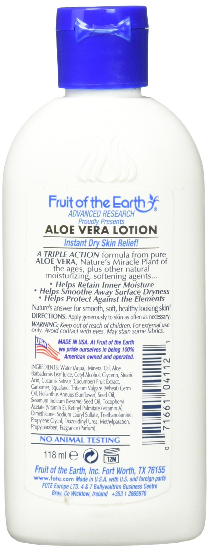 [Australia] - Fruit of the Earth Aloe Vera Lot, 4 oz. 4 Ounce 