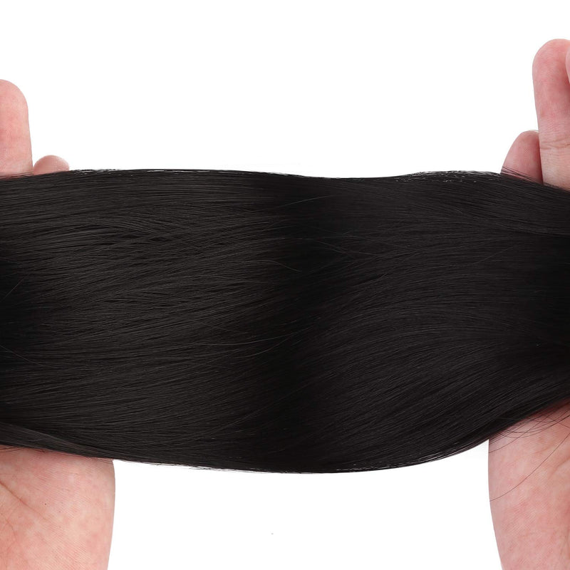 [Australia] - SEIKEA Clip in Ponytail Extension Wrap Around Straight Hair for Women (12", Black) 12 Inch (Pack of 1) 