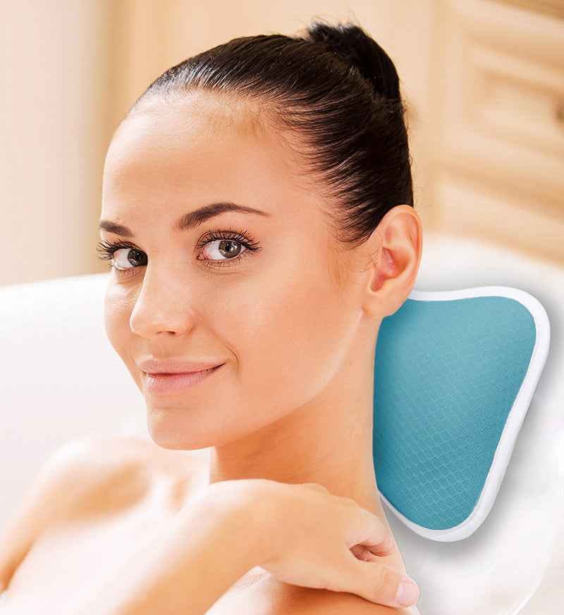 [Australia] - Comfortable Bath Pillow with Suction Cups, Supports Neck and Shoulders Home Spa Pillows for Bathtub, Hot Tub, Jacuzzi, Bathtub Head Rest Pillow Relax & Comfy - Blue 