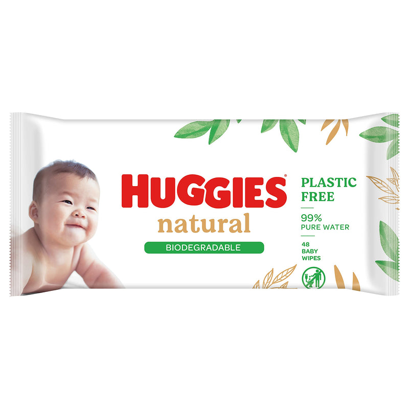[Australia] - Huggies Natural Care, Baby Wipes - 12 Packs (576 Wipes Total) - Biodegradable Wet Wipes in Recyclable Packaging - 99 Percent Pure Water and Fragrance Free Natural Bio line 48 Count (Pack of 12) 