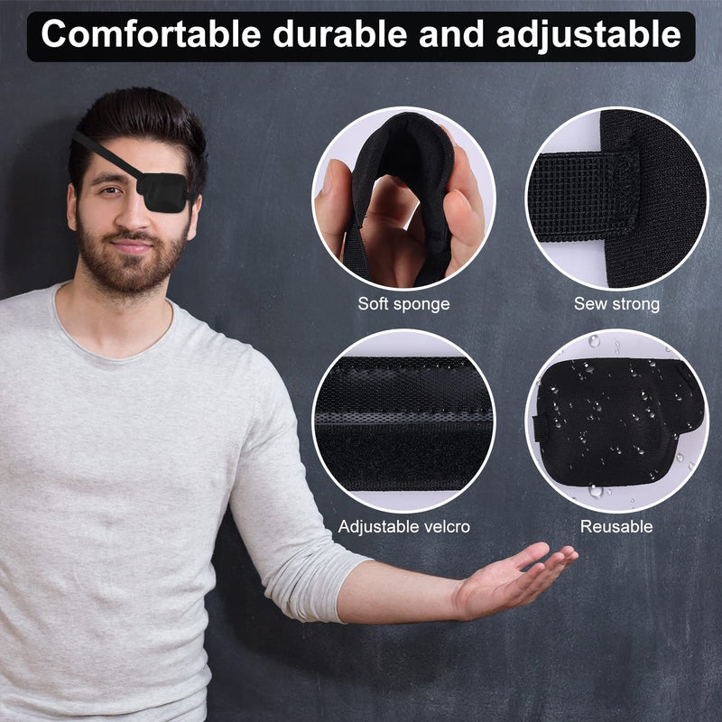 [Australia] - AIEX 2pcs 3D Eye Patches for Adults, Adjustable Eye Patches for Left Eye Comfortable Medical Eyepatch Black 