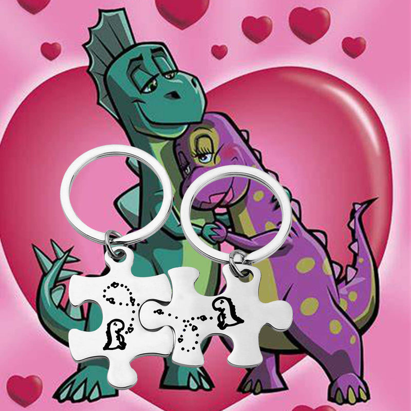 [Australia] - PLITI Dinosaur Couple Gifts Dinosaur Puzzle Keychain Set Dino Fans Gift Animal Lover Gift Funny Dinosaur Obsessed Gift Dino Geeky Nerdy Gift for Couple BFF dinosaur puzzle 2 