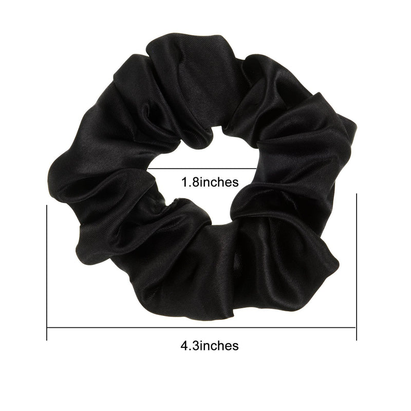 [Australia] - 10 Pieces Satin Hair Scrunchies Elastic Hair Bobbles Scrunchies Hair Ties for Kids Adults, Black 