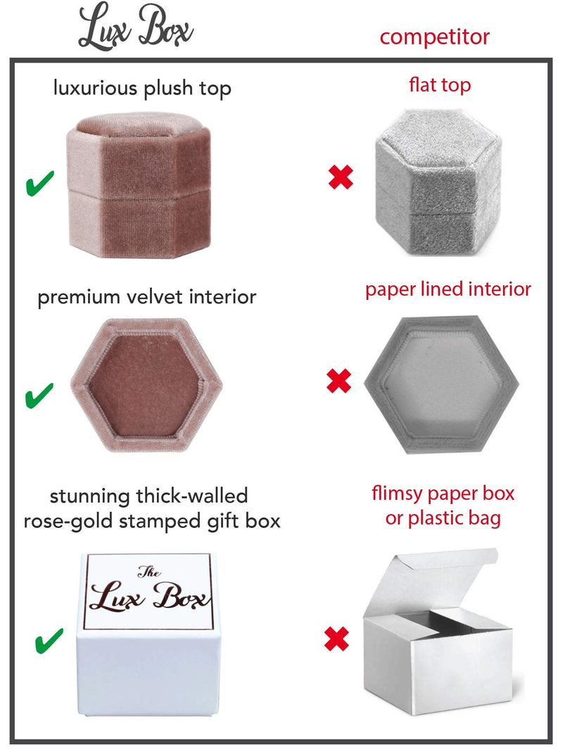 [Australia] - The Lux Box: Gorgeous Antique Velvet Geometric Ring Boxes for Proposals and Wedding Photos || Hexagon and Oval || Single or Double Rings || Fits Slim Bands (Dusty Rose Hexagon Double) Dusty Rose Hexagon Double 