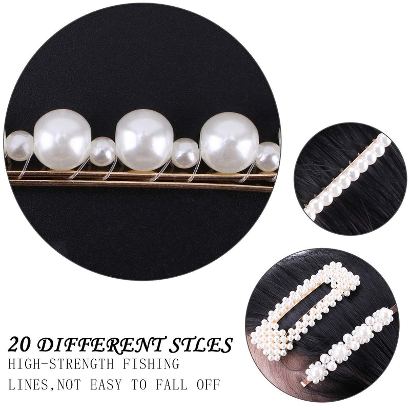 [Australia] - 20Pcs Pearl Hair Clips - Fashion Pearls Hair Barrettes Sweet Artificial Macaron Acrylic Resin Barrettes Hairpins for Women,Ladies and Girls Headwear Styling Tools Hair Accessories 