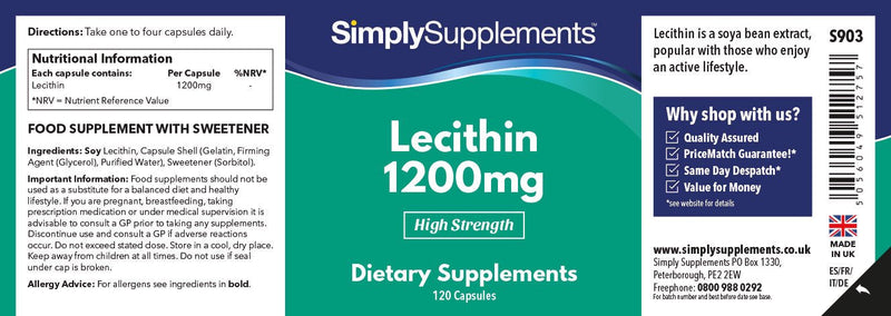 [Australia] - Soy Lecithin Capsules 1200mg | 120+120 (240) Capsules | Manufactured in The UK 240 Count (Pack of 1) 