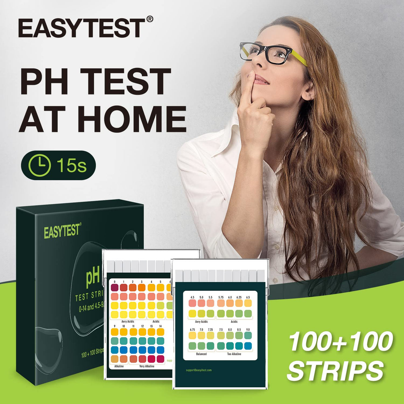 EASYTEST pH Test Strips 0-14/4.5-9.0 ,200 Strips,Accurately Monitor Tests  Saliva and Urine Body pH Levels for Water with Soil Alkaline Acid Levels  Testing