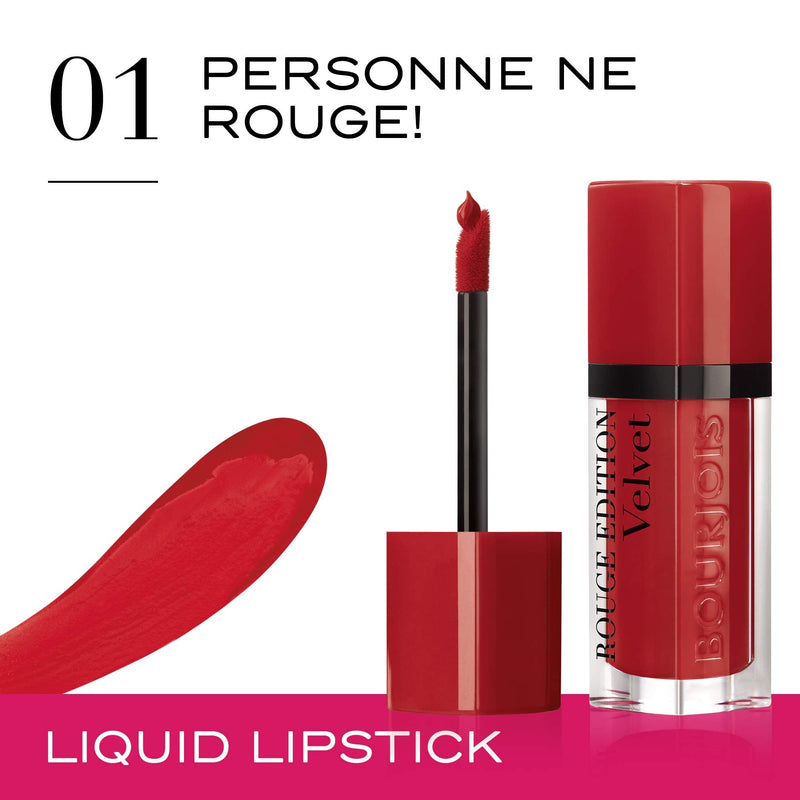 [Australia] - Bourjois Rouge Edition Velvet Liquid Lipstick 1 Personne Ne Rouge! Reds, 6.7ml 01 Personne Ne Rouge 