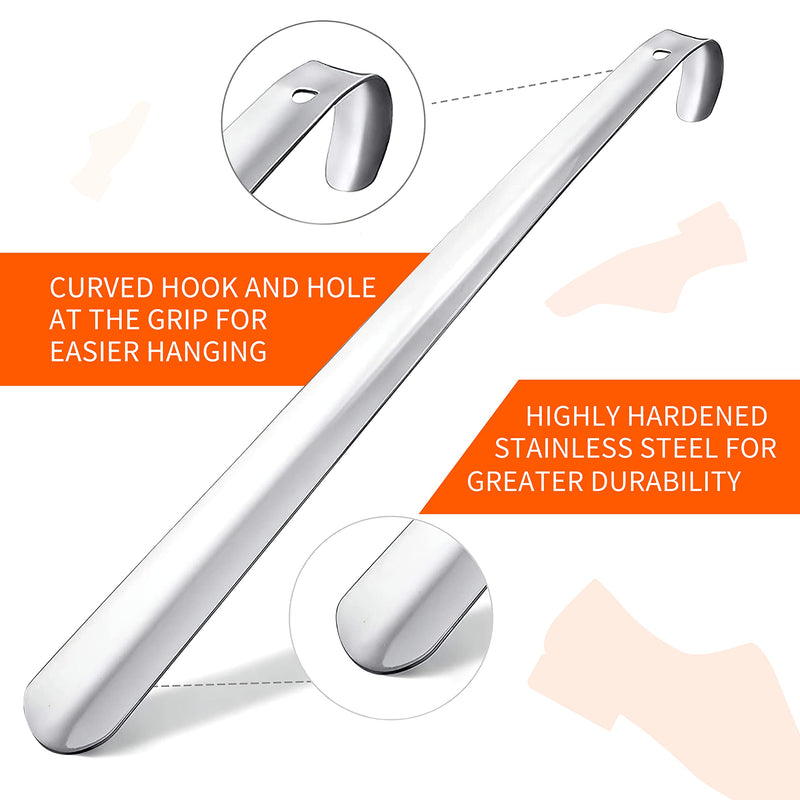 [Australia] - Extra long handle shoe horn Retractable shoe horn Portable shoe horn Suitable for men women elderly pregnant women Silver 