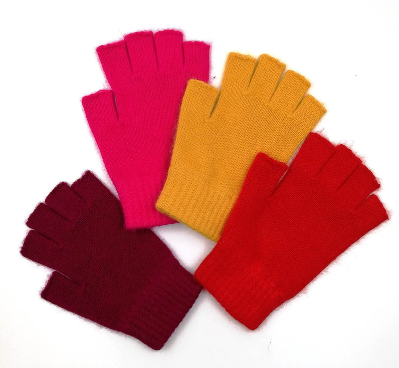[Australia] - Mongolian Pure Wool Woman Women Man Men Half Fingers Mid Fingerless Gloves Mittens Yellow 