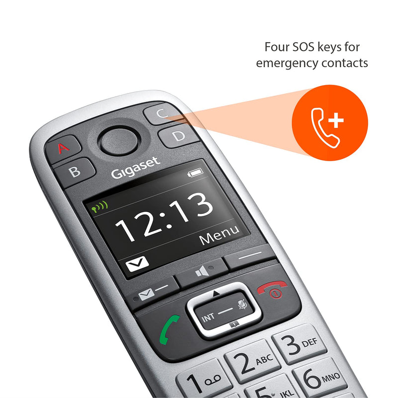 [Australia] - Gigaset E560H – Additional Handset for Cordless Senior Phone, SOS- Function, Landline Phone, Volume Amplification (Platinum, Pack of 1) E560H extra handset 
