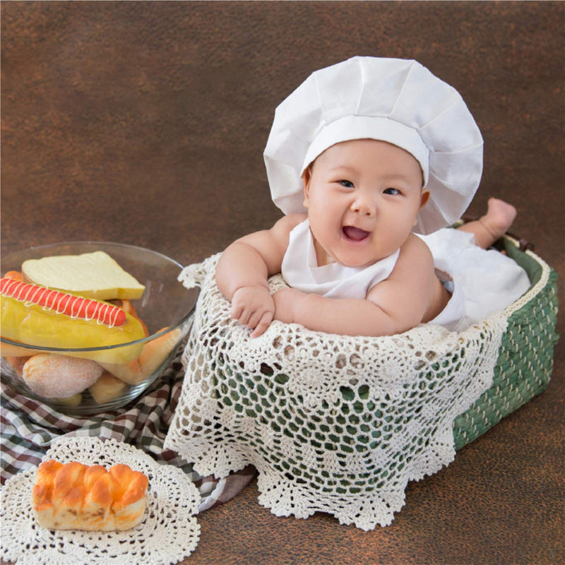 [Australia] - Newborn Baby Girl Photography Prop Baby Girl Chef Outfits Chef hat Apron Set Infant Baby Girl chef costume For 0-6 months 