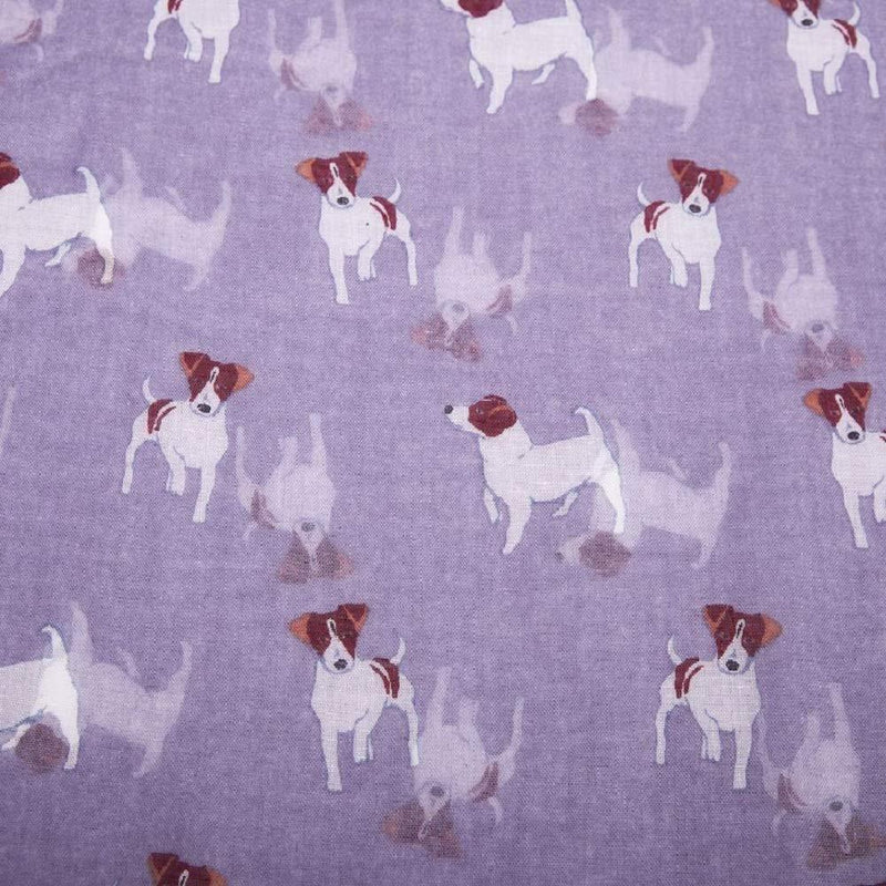 [Australia] - LilyRosa® Jack Russell Scarf White Blue Purple Mustard Navy Pink Grey Ladies Dog Print Shawl Wrap Scarves 