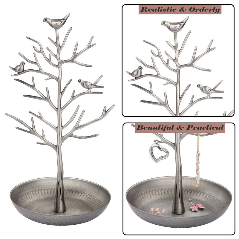 [Australia] - Pasutewel Birds Tree Jewelry Stand Vintage Antique Display Earring Bracelet Necklace Holder Organizer Rack Tower Silver 