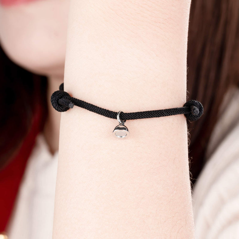 [Australia] - Lansabate Magnet Bracelet for Couples 2 Pieces Relationship Magnetic Bracelet Mutual Attraction Rope Braided Couple Bracelet Pinky Promise Friendship Bracelet for Best Friend Boyfriend Girlfriend Black+Black 