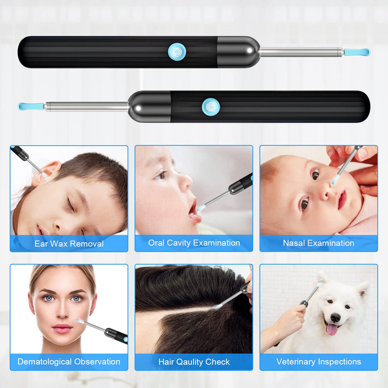 [Australia] - Ear Wax Removal, 1080P Ear Otoscope, Wireless Ear Wax Remover Tool, Ear Camera with 6 LED Lights Compatible with iPhone, iPad & Android Black 