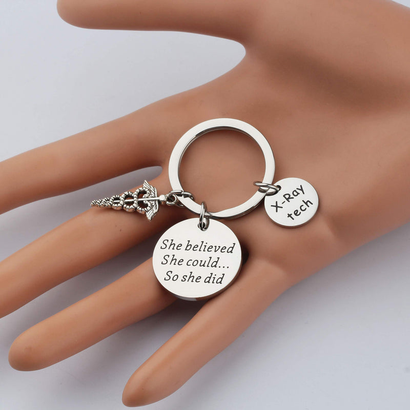 [Australia] - BAUNA X-Ray Tech Keychain Radiology Technologist Gift She Believe She Could So She Did Inspiration X-Ray Technician Graduate Gifts X-ray Keychain 