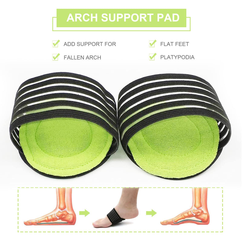[Australia] - TSHAOUN 4 Pair Arch Support，Compression Cushioned Plantar Fasciitis Support，Relief Plantar Fasciitis Sleeves, Fallen Arches, Heel Spurs,for Men and Women (Black Green) Black Green 