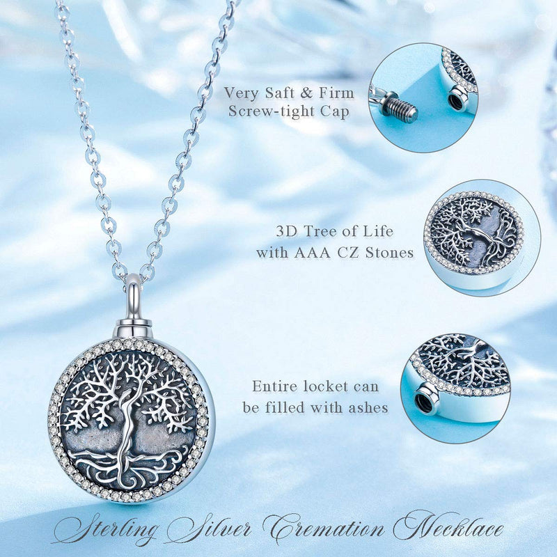 [Australia] - EUDORA Sterling Silver Tree of Life Cremation Necklace, Memorial Vintage Family Celtic Tree Urns Neckless for Human Pet Ashes, Sympathy Gift for Her, 20" Chain B - Mother Tree 