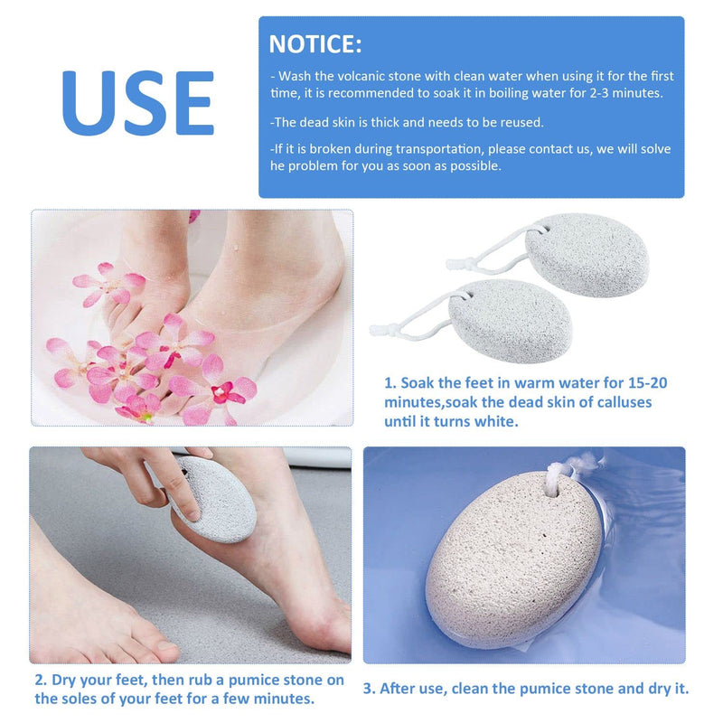 [Australia] - 4Pcs Pumice Stone for Feet, Includes 2Pcs Natural Pumice Stone, 2Pcs Double Sided Pedicure Glass Stone, for Feet and Hands Exfoliation to Remove Dead Skin 