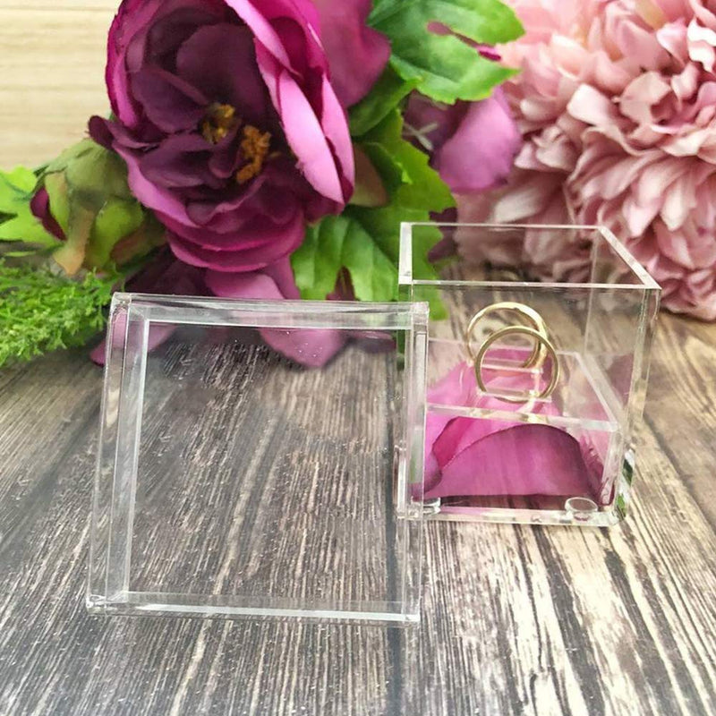 [Australia] - AiLa Acrylic Clear Ring Holder Crystal Jewelry Ring Box For Gifts Wedding Without Flowers (Clear) 