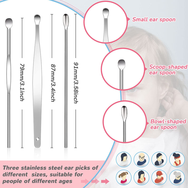 [Australia] - 10 Pieces Ear Wax Removal kit for Kids 4 Toddler Ear Cleaner with Led Baby Earwax Remover and 6 Stainless Steel Wax Remover Earwax Tweezers with Cleaning Brush for Adults 