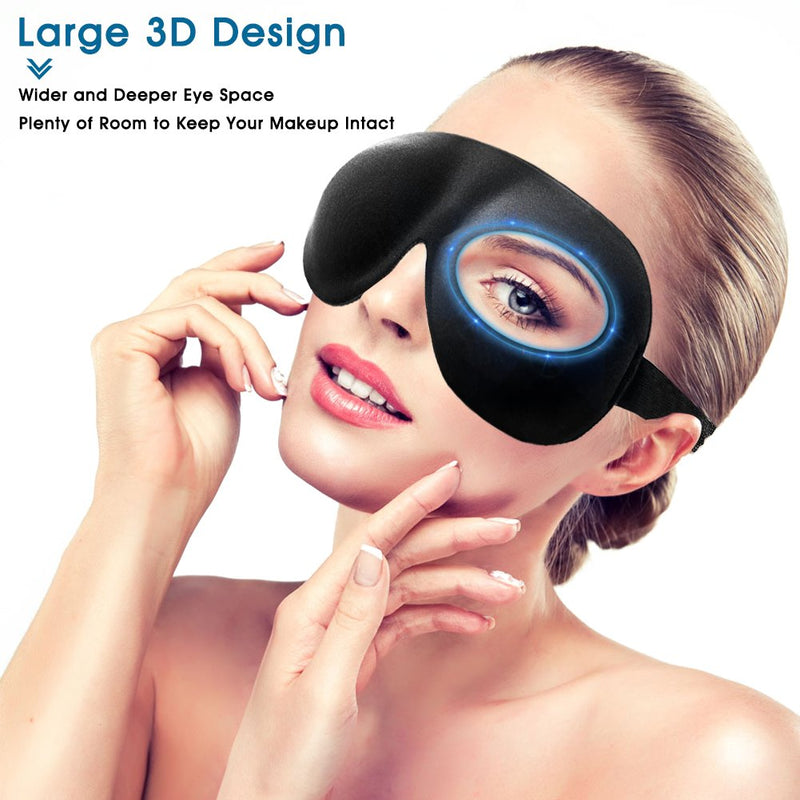 [Australia] - Eye Mask, Sleep Mask for Men Women, Eye Cover for Sleeping 3D Contoured 100% Blackout Patented New Design Eye Mask with Free Ear Plugs and Carry Pouch Black 2 Count (Pack of 1) 