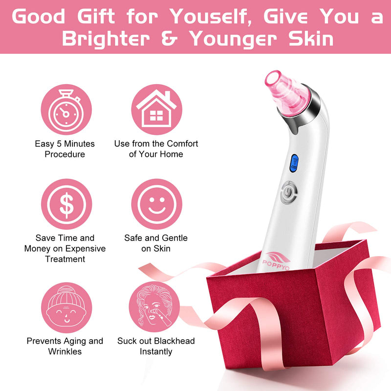 [Australia] - Blackhead Remover Vacuum, POPPYO Blackhead Pore Vacuum, Electric Facial Blackhead & Blemish Removers Cleaner, Blackhead Vacuum for Women（Pink) Pink 