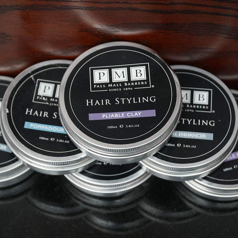 [Australia] - Pall Mall Barbers, Finest Hair Styling for Men Since 1896 - Pliable Hair Clay - 100ml | Strong Hold Mens Defining Hair Clay - Texture with Dry Matte Shine Pliable Clay 