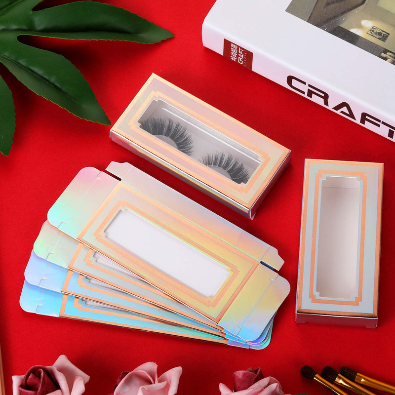 [Australia] - 100 Pieces Empty Eyelashes Packaging Paper Case Eyelash Holder Box Eyelashes Container with Holographic Design for False Eyelash Care Cosmetic Tools 