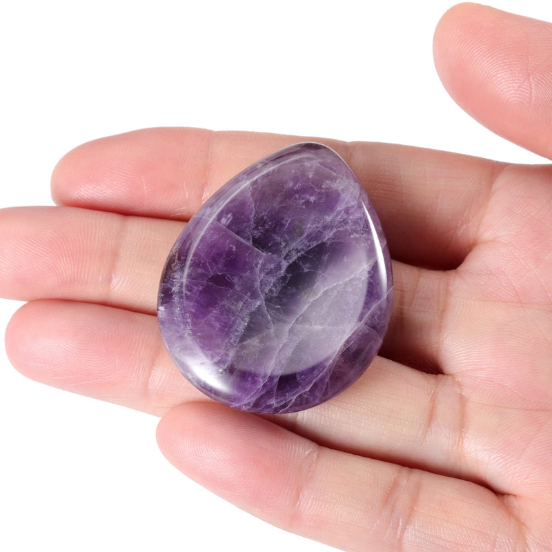[Australia] - JSDDE Natural Healing Crystal Thumb Worry Stone - Smooth Pocket Palm Gemstone, Anxiety Stress Relieve (Amethyst) 