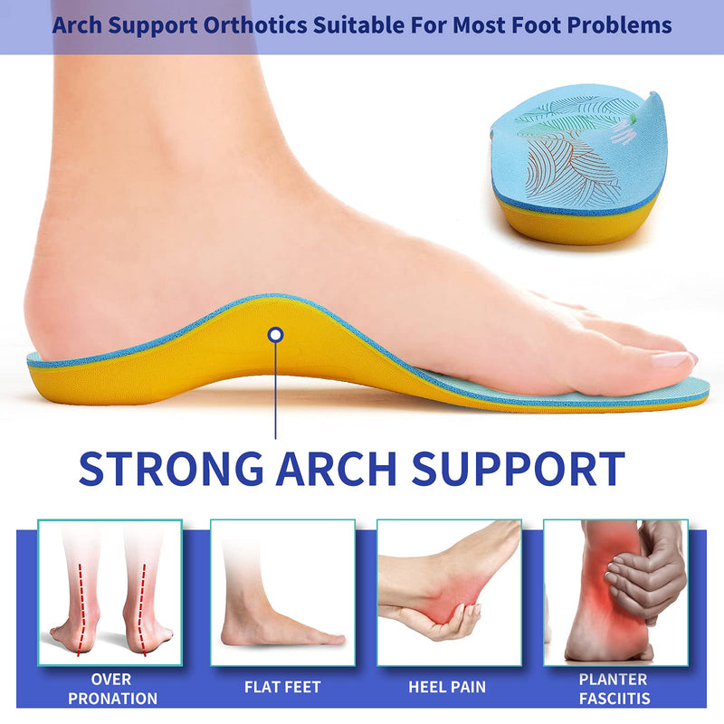 [Australia] - Walkomfy Pain Relief Orthotics,Plantar Fasciitis High Arch Support Insoles for Women Men,Orthotic Shoe Inserts for Flat Feet,Metatarsalgia,Heel Pain,Work Boots Running Gel Insoles for Standing All Day Blue L (Men 10-11.5/Women 12-13.5) 