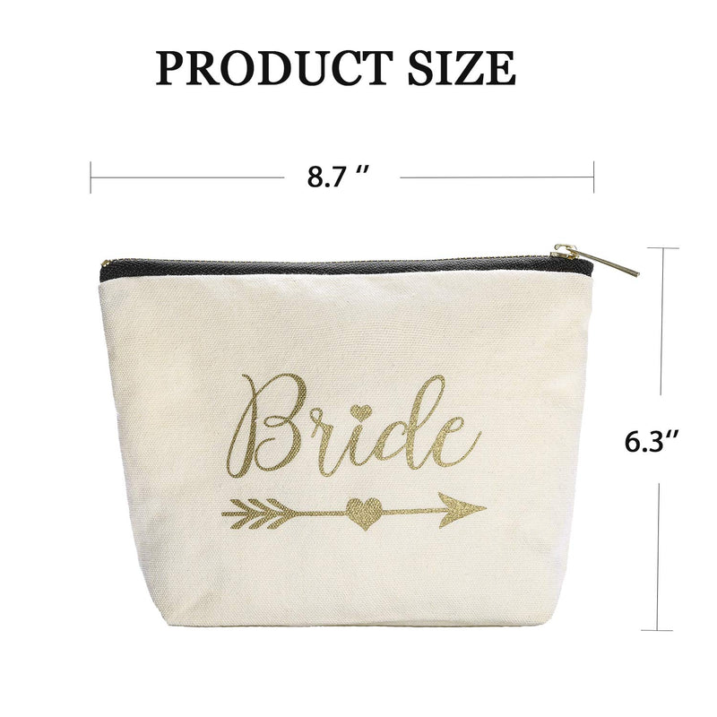 [Australia] - Pack of 10 Multi-Purpose Canvas Makeup Bags Include 1 Bride Bag 1 Maid of Honor Bag 1 Matron of Honor Bag and 7 Bridesmaid Bag Wedding Party Cosmetic Bags Zippered Bridesmaid Proposal Gifts (Black) Black 