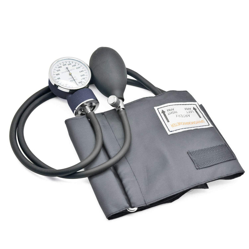 [Australia] - Belmalia Aneroid Sphygmomanometer with Dual Head Stethoscope, Rubber Bulb, Blood Pressure Gauge, Cuff, Bag for Emergency Service, Doctor, Consultation, Black 