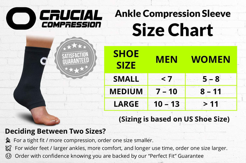 [Australia] - Ankle Brace Compression Support Sleeve (1 Pair) - BEST Ankle Compression Socks for Plantar Fasciitis, Arch Support, Foot & Ankle Swelling, Achilles Tendon, Joint Pain, Injury Recovery, Heel Spurs Large (Men's 10-13 / Women's >11) Black 