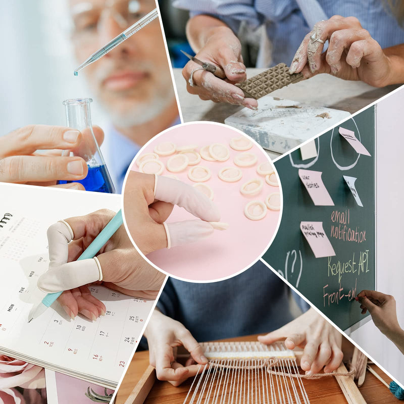 [Australia] - 300 Pcs Latex Finger Cots Medium Latex Finger Cots White Disposable Latex Finger Cots Rubber for Injured Finger,Cracked Finger,Sports(White) 